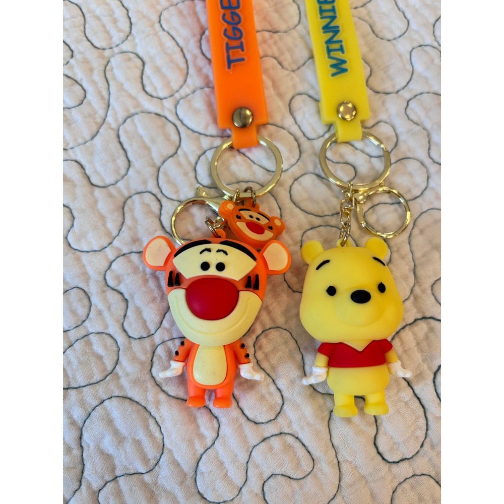 Disney Winnie the Pooh and Tigger Silicone Keychain Wristlet Set 2pc